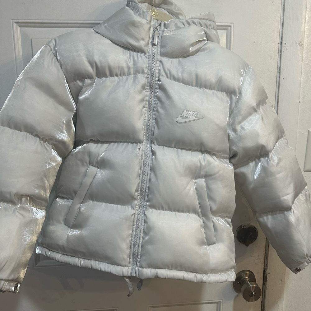 Nike Kids Shiny Silver Puffer Jacket